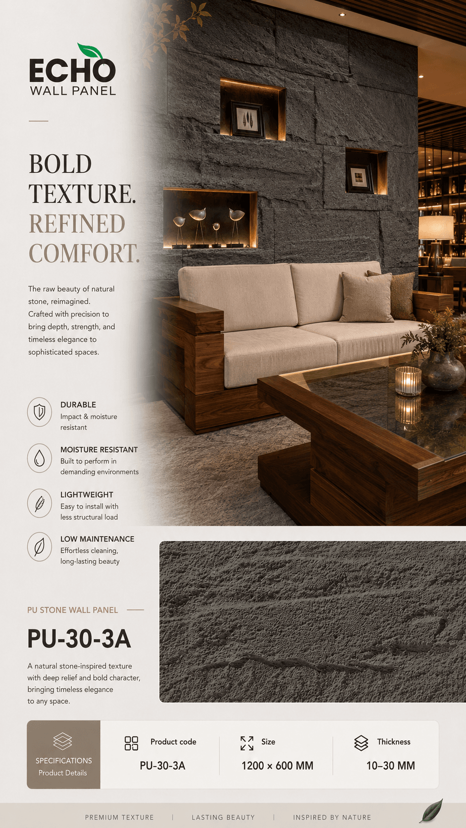 Poster katalog ECHO PU Stone PU-30-3A Bold Texture