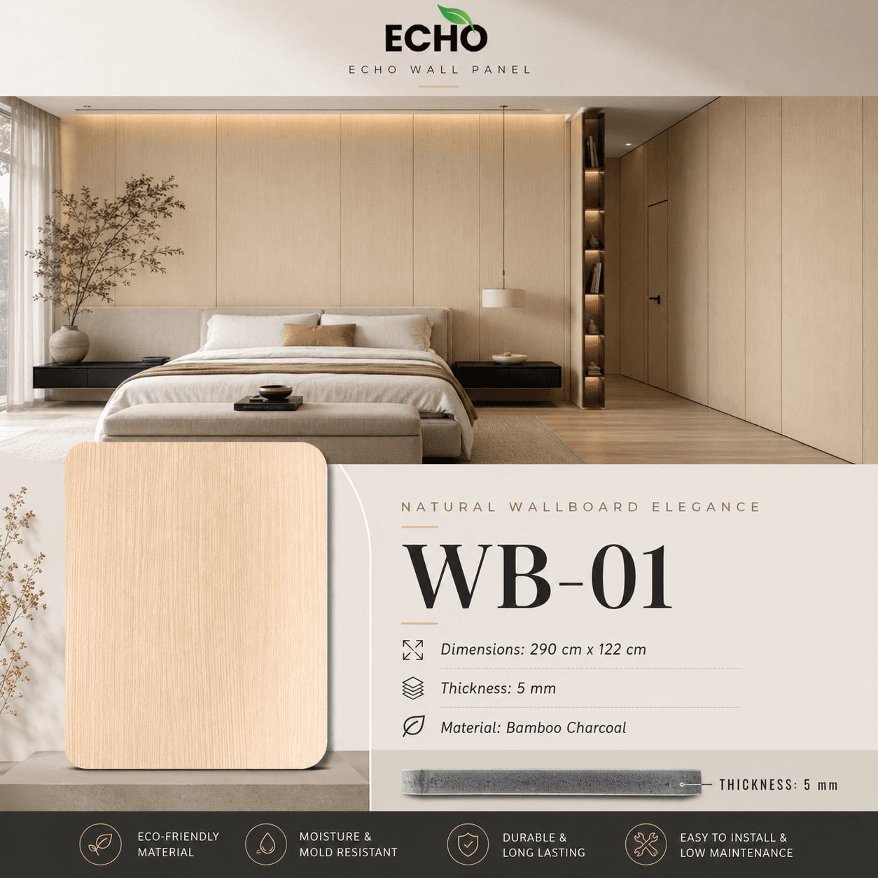 Poster Wallboard ECHO WB-01 Light Natural Oak