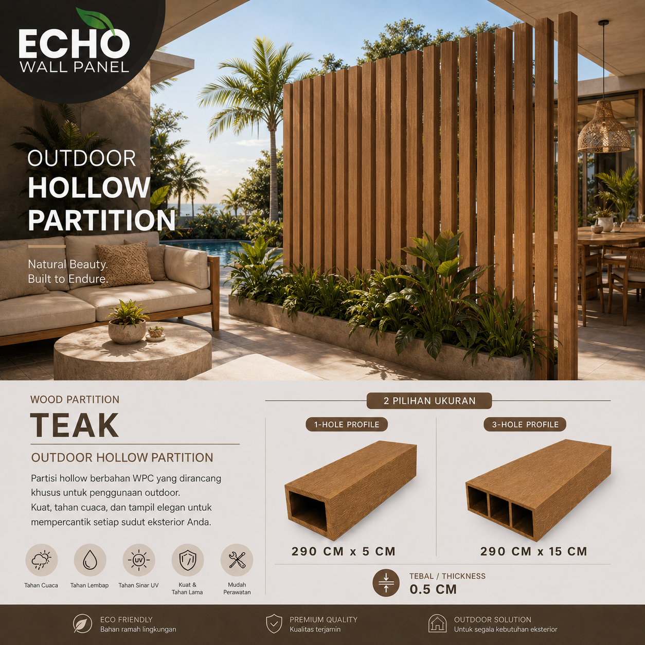 Outdoor Hollow Partition Teak