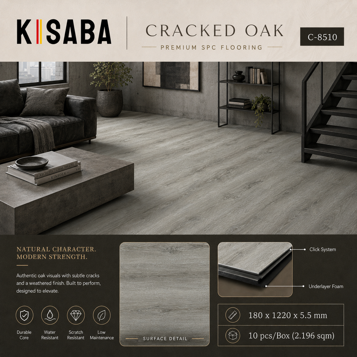 SPC KISABA C-8510 Cracked Oak