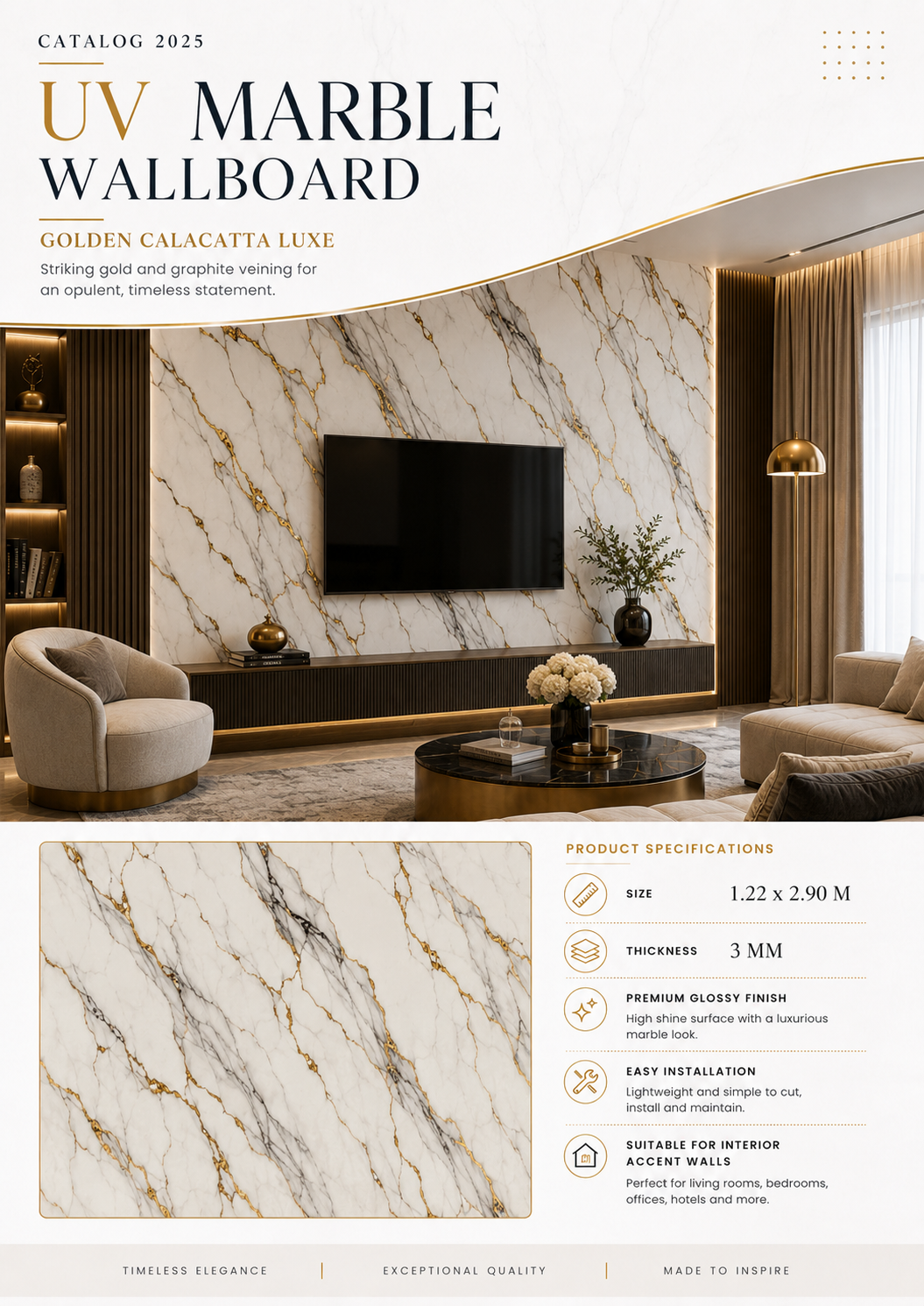 UV Marble Golden Calacatta Luxe