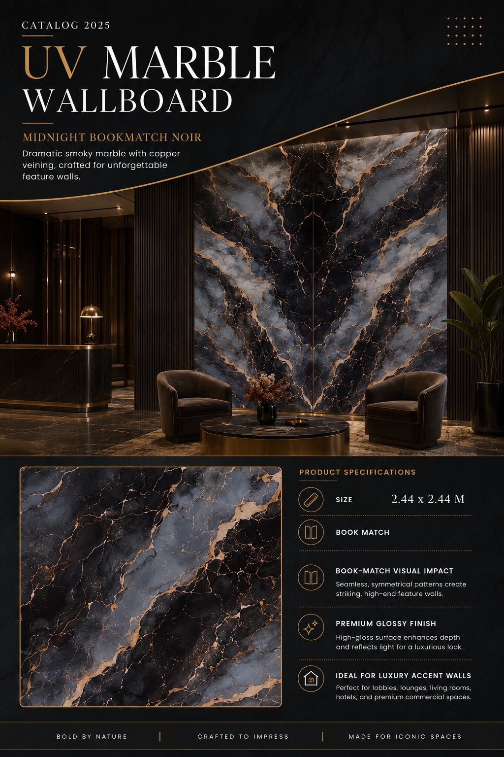 UV Marble Midnight Bookmatch Noir