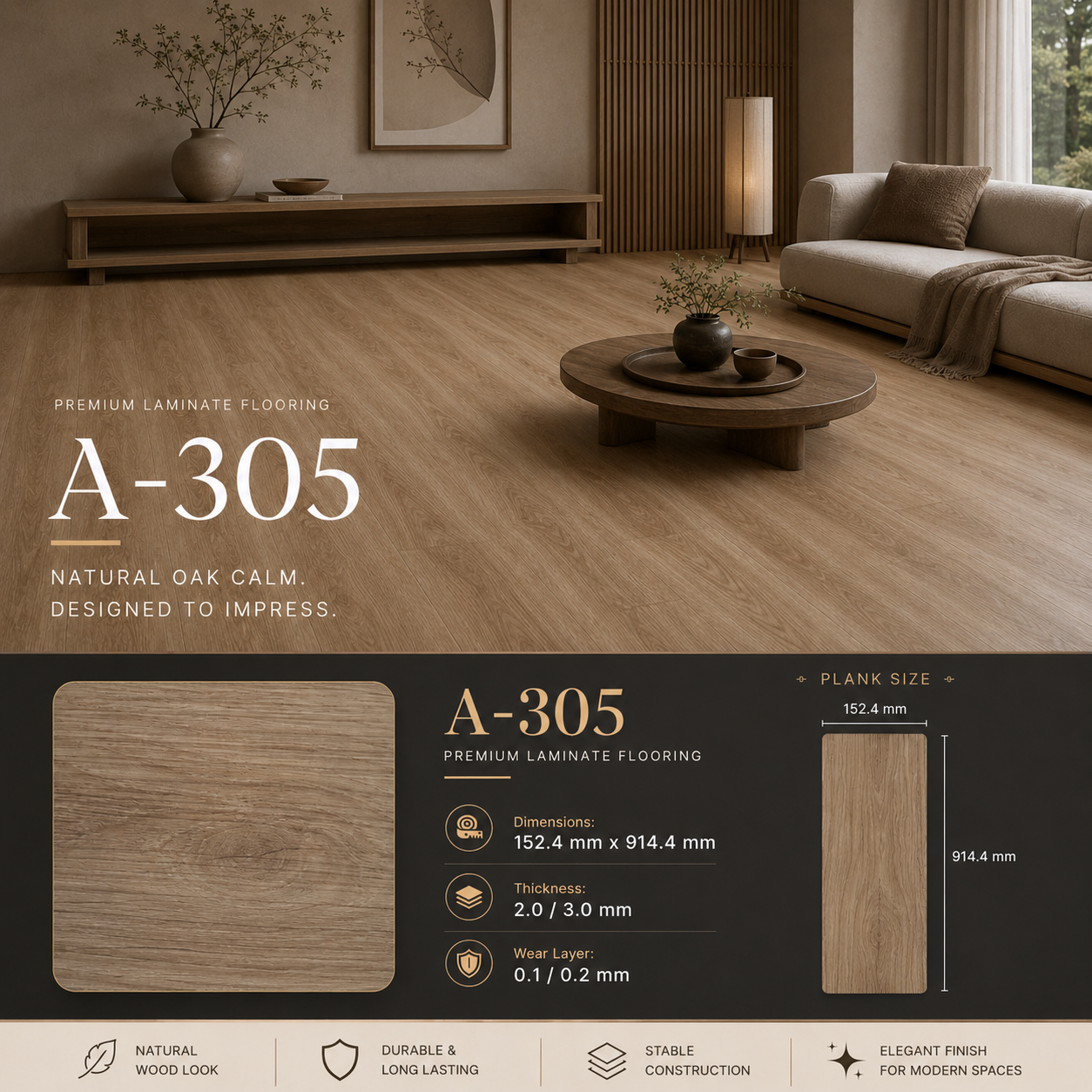 Vinyl KISABA A-305 Natural Oak Calm