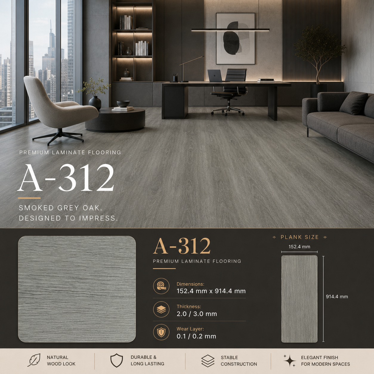 Vinyl KISABA A-312 Smoked Grey Oak
